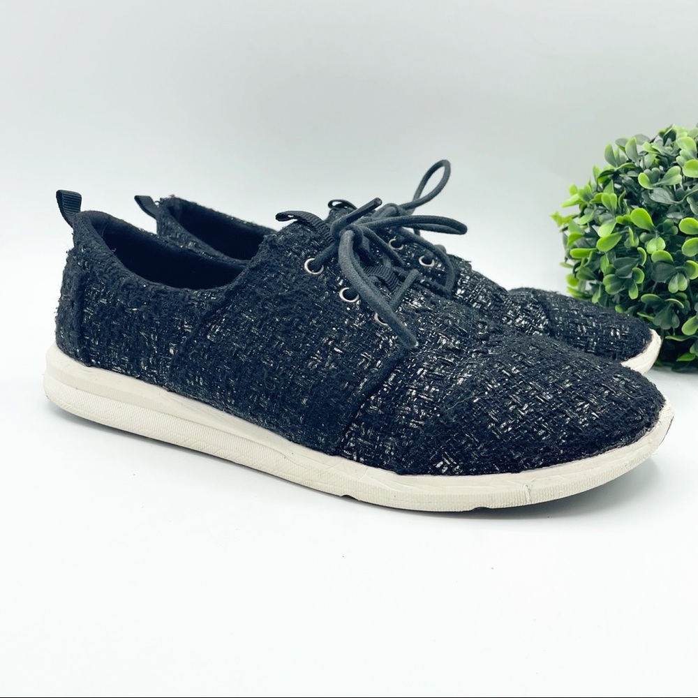 TOMS Del Rey textured wool sneaker in black and silver